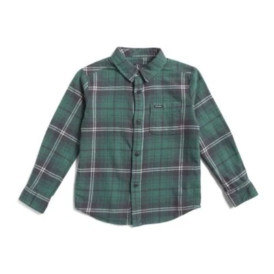 NWT Volcom Green Flannel Shirt Boys L/S Plaid Holiday Best dressed Size 5 - Image 1 of 4