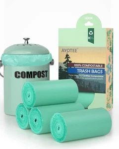 100% kompostierbare Müllbeutel 100 Stück kleine Kompostbeutel 1,3 Gallonen 5-6L kleine... - Bild 1 von 8