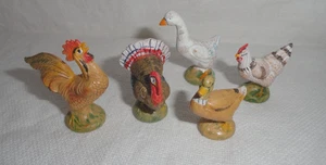 5 Farm Fowl ~ Italy ~ Chicken Rooster Goose Turkey & Duck ~ Barnyard Birds - Picture 1 of 6