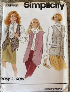 Gilet Simplicity 7982 vintage modello da cucire manca taglia H (6-10) 1992 - Foto 1 di 3