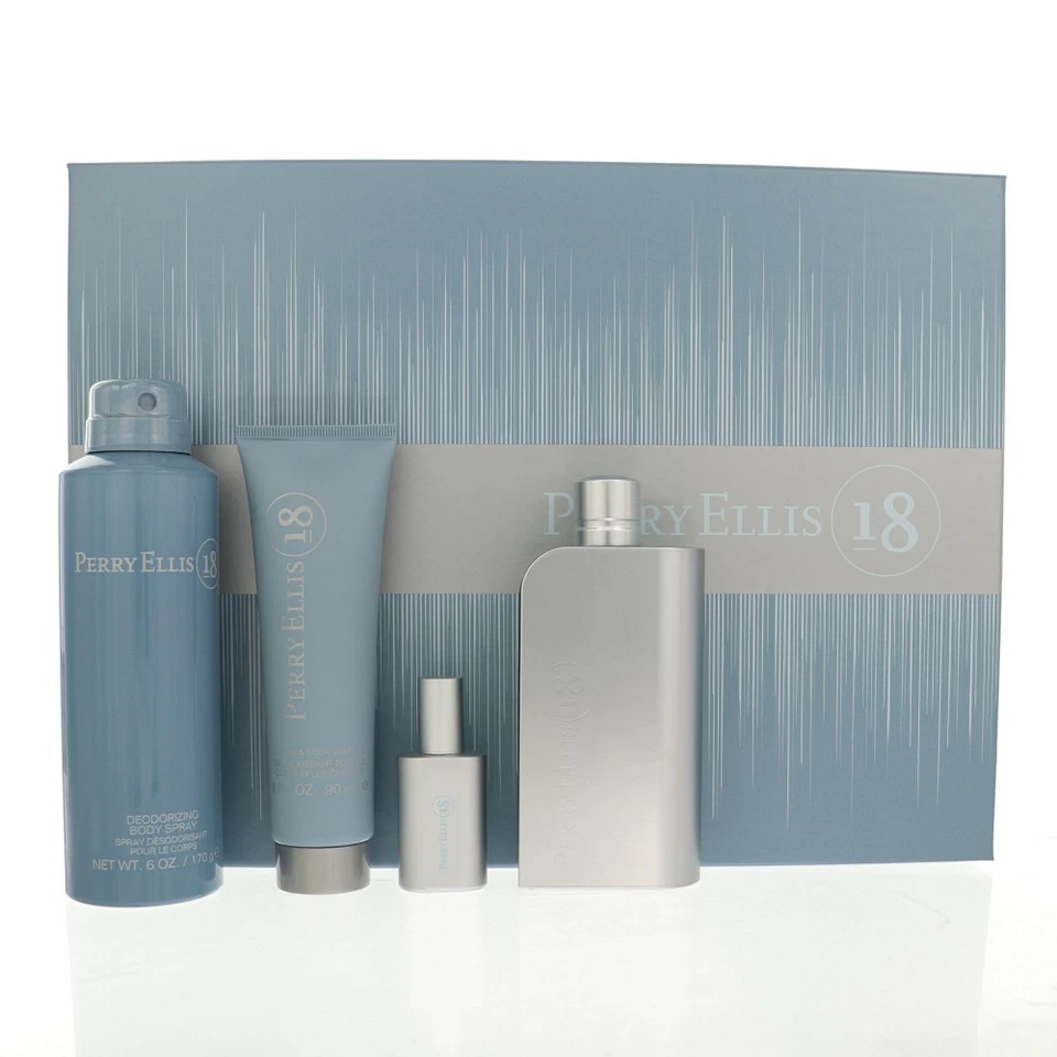 Juego de regalo de 4 piezas Perry Ellis 18 para hombre - 3,4 OZ eau de toilette spray, 0,25 OZ Foto 1 de 1