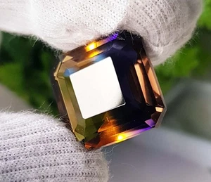 Piedras preciosas facetadas brillantes corte octágono ametrino azul 27 quilates 18x18x11 mm - Imagen 1 de 7