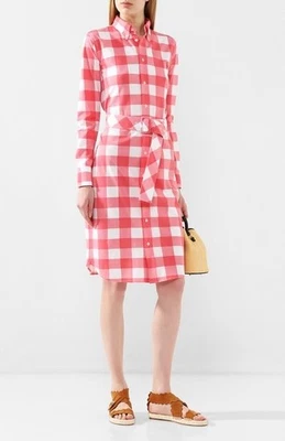 Ralph Lauren Knit Oxford Belted Shirt Dress Button Down Cotton Checkered Size XS - Image 1 of 4