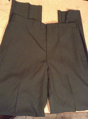 PANTALÓN WALLACHS NUEVO CON ETIQUETAS DE COLECCIÓN 1969 TEXTURIZADO VERDE BOSQUE PLANO FRENTE 36W ENTREPIERNA SIN TERMINAR Foto 1 de 4
