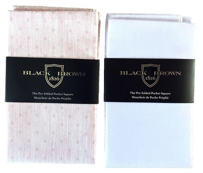 2-PK NEGRO MARRÓN 1826 Bolsillo Preplegado Cuadrados Rosa con Lunares y Blanco, Algodón Foto 1 de 4