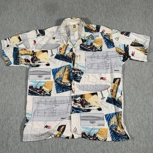 Vintage Kahala Hawaiihemd Herren Medium weiß Segelboot Americas Cup 1988 80er - Bild 1 von 12