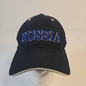 Poccnr RUSSIA Baseball Cap Hat Adjustable RUSCAP Black Embroidered - Picture 1 of 10