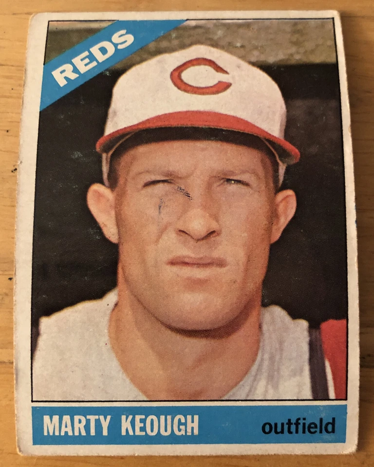 1966 Topps Marty Keough Baseball Card #334 Reds Outfield Low-Grade - Image 1 of 2