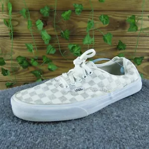 VANS Women's Checkerboard Sneaker Silver Fabric Sz 10.5 Medium (B, M) Gently - Foto 1 di 7