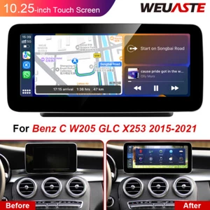 10.25'' Android Car GPS Navi Wifi Auto 4G+64G For Benz C W205 GLC X253 2015-2021 - Picture 1 of 12