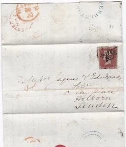 1854 MANCHESTER =498= ZIFFERN & BLAUER UDC PENDLETON BRIEF > 8 ELY PLACE HOLBORN - Bild 1 von 2