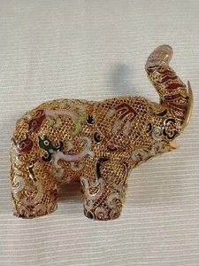 Cloisonne On Mesh Elephant Figurine. Trunk Up For Good Luck. Unusual. Novelty. - Picture 1 of 11