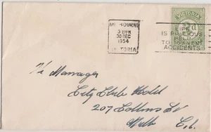 Stamp Duty Victoria 3d green Ajax Chimney Cleaners cover used 1954 to Melbourne - Picture 1 of 2