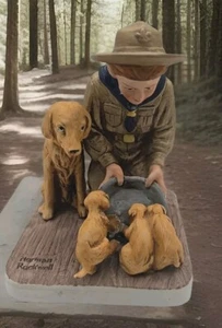 Norman Rockwell "Good Friends" Pfadfinder Figur Junge füttert Welpen - Bild 1 von 11