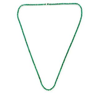 Zambian Emerald Gemstone Tennis Chain Necklace Solid 14k White Gold 10.20 Tcw