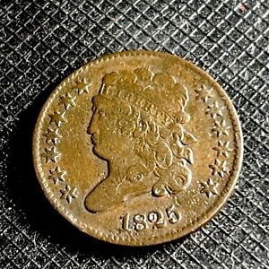 1825 classic head half cent, VF / XF, Key date Very Low Mint