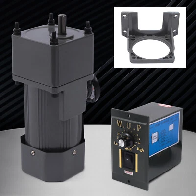 110V 90W Adjustable Speed Rectangular Small Gear Motor +Gear Controller&Bracket - Image 1 of 4