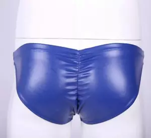 Men's Imitation Latex Low Waist Triangle Underwear Sexy Colloid PU Leather Pants - Picture 1 of 14