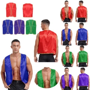 Men's Open Front Cardigan Tops Halloween Arabian Prince Vest Costume Sleeveless - Picture 1 of 51