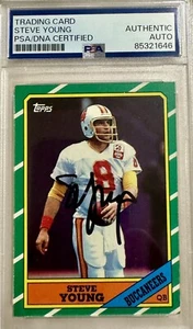 STEVE YOUNG SIGNED AUTOGRAPHED 1986 TOPPS #374 ROOKIE CARD RC FOOTBALL (PSA/DNA) - Picture 1 of 2
