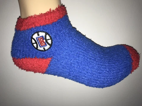 LOS ANGELES CLIPPERS NBA BASKETBALL JERSEY LOGO WOMENS BLUE ANKLE FUZZY SOCKS Cover