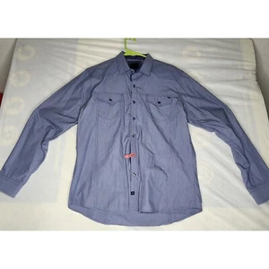 7 Diamonds Mens Large Blue Pinstripe Button Up Shirt Long Sleeve Casual Western - Picture 1 of 8