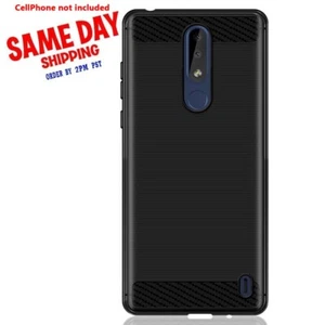 Heavy-Duty Carbon Fiber Soft Slim TPU Case for Cricket Nokia 3.1 Plus TA-1124 - Picture 1 of 2