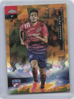 2021 Topps Chrome MLS Sapphire Ricardo Pepi Gold /50 FC Dallas USMNT RC Rookie - Image 1 of 2