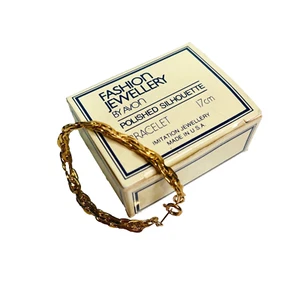 Vintage Avon Gold Bracelet 17cm (Child Christening Bracelet) in Orginal Box Rare - Picture 1 of 8