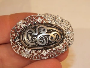 Ancienne broche arabe en argent massif - poinçon tête de nègre - Imagen 1 de 4