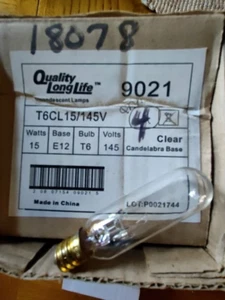 4 HALCO 15 Watt Indicator T6 Bulbs Candelabra Base E12 Bulbs 9021 / NAED 18078 - Picture 1 of 1
