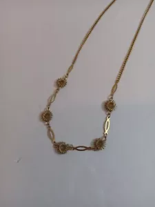 Collar vintage en tono dorado con eslabones decorativos sin marcar - Imagen 1 de 2