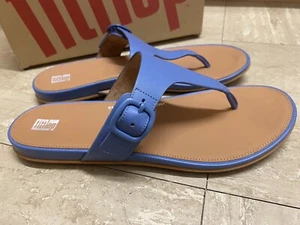 Sandalias Fitflop UK 9 Gracie Cuero Puntera Vela Azul - Imagen 1 de 10