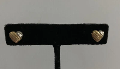 Beautiful 14k Gold Yellow White Rose Gold Heart Stud Earrings  - Image 1 of 4