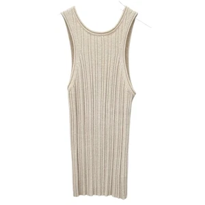 Anthropologie Strick Pullover Tank Top gerippt Gr. L elfenbein creme Stretch ärmellos - Bild 1 von 9