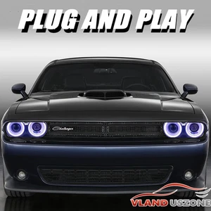 VLAND RGB DRL Headlights For 2015-2022 Dodge Challenger Halogen version Lamps - Bild 1 von 16