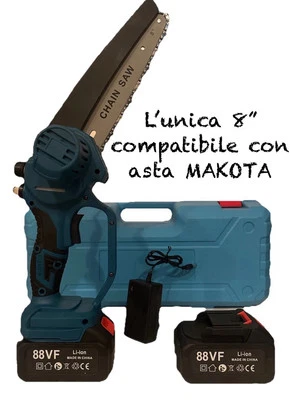 COMPATIBILE CON MAKOTA ASTA ED ATTREZZI Motosega A Batteria 8" 2 batterie 88v 8Ah Ad Olio Compatibile Con Asta MAKOTA