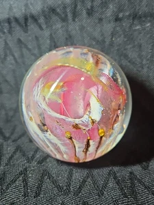 Vintage handgefertigtes Kunstglas Briefbeschwerer/Farfalla München/Murano Stil 2,5" rosa Rose.  - Bild 1 von 11