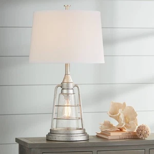 Fisher Coastal Vintage Table Lamp 28 3/4" Tall Galvanized Metal LED Nightlight - Picture 1 of 6