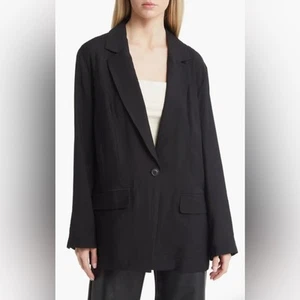 NWT Open Edit Nordstrom Sheer Blazer Relaxed Black , size Large - Picture 1 of 13