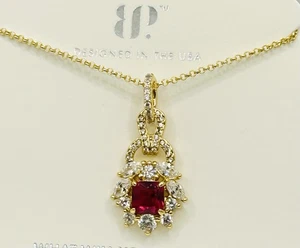 Bomb Party July 2025 NK75089 Captivating Glow Lab Ruby Gold Plated Necklace - Picture 1 of 3