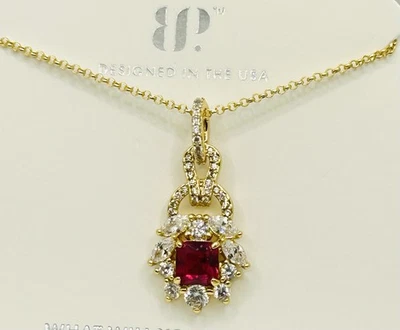 Bomb Party July 2025 NK75089 Captivating Glow Lab Ruby Gold Plated Necklace - Image 1 of 3