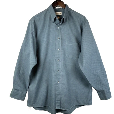 Camisa de vestir con botones VAN HEUSEN para hombre talla 17-34/35 verde oscuro azul marino a cuadros Corp Foto 1 de 4