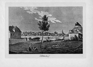 Leipzig-Stötteritz +Historischer Druck+ Völkerschlacht 1813 +Kirche,Feld,Ruine+ - Bild 1 von 2