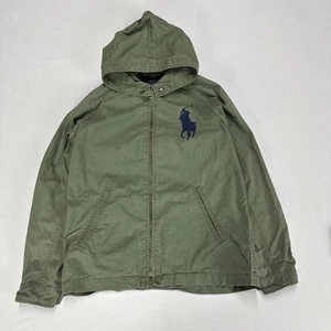 POLO RALPH LAUREN Military Jacket Kids 10-12 Army Green Big Pony Cotton Blend - Picture 1 of 11