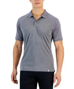 Alfani Mens AlfaTech Stretch Solid Short Sleeve Polo Shirt Gray S - Picture 1 of 3