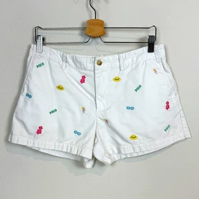 Polo Ralph Lauren Beach Embroidered White Shorts 6 - Image 1 of 4
