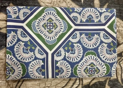 Edredón Pottery Barn Soleil azul y verde mosaico completo/queen algodón cierre de botón Foto 1 de 4