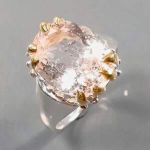 Jewelry Fine Art  Unheated Morganite Ring Silver 925 Sterling  Size 8.5 /R218347