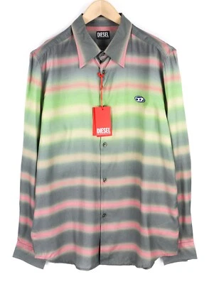 Diesel S-Tucker-Stripe Hombre Camisa XL Informal Estampado Pvp 150€ Difusión - Image 1 of 4